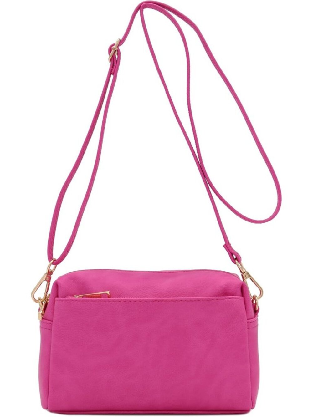 Women's Fuchsia Triple ZIP Small Lightweight Shoulder Purse Crossbody Bag